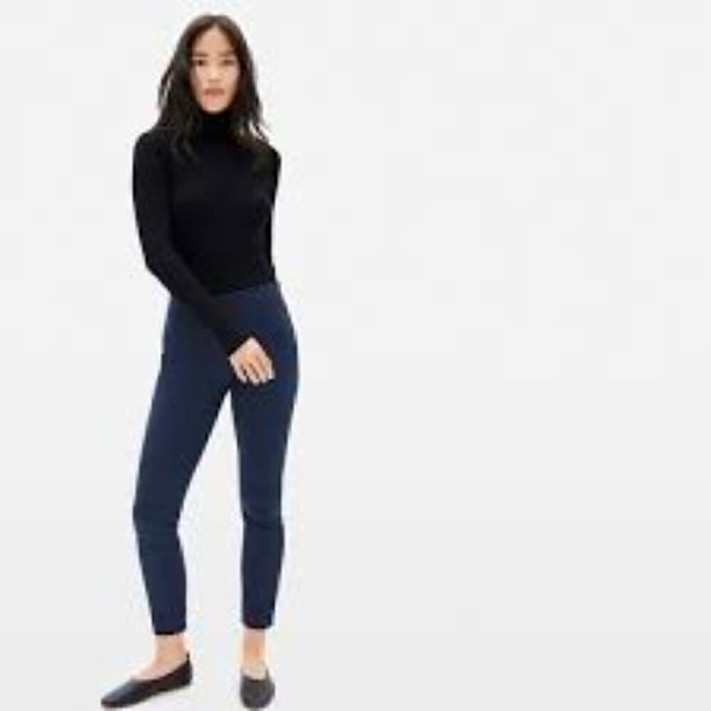 EVERLANE Navy Blue Cigarette Ankle Pants size 6 Retro Mod Pin Up Stretch